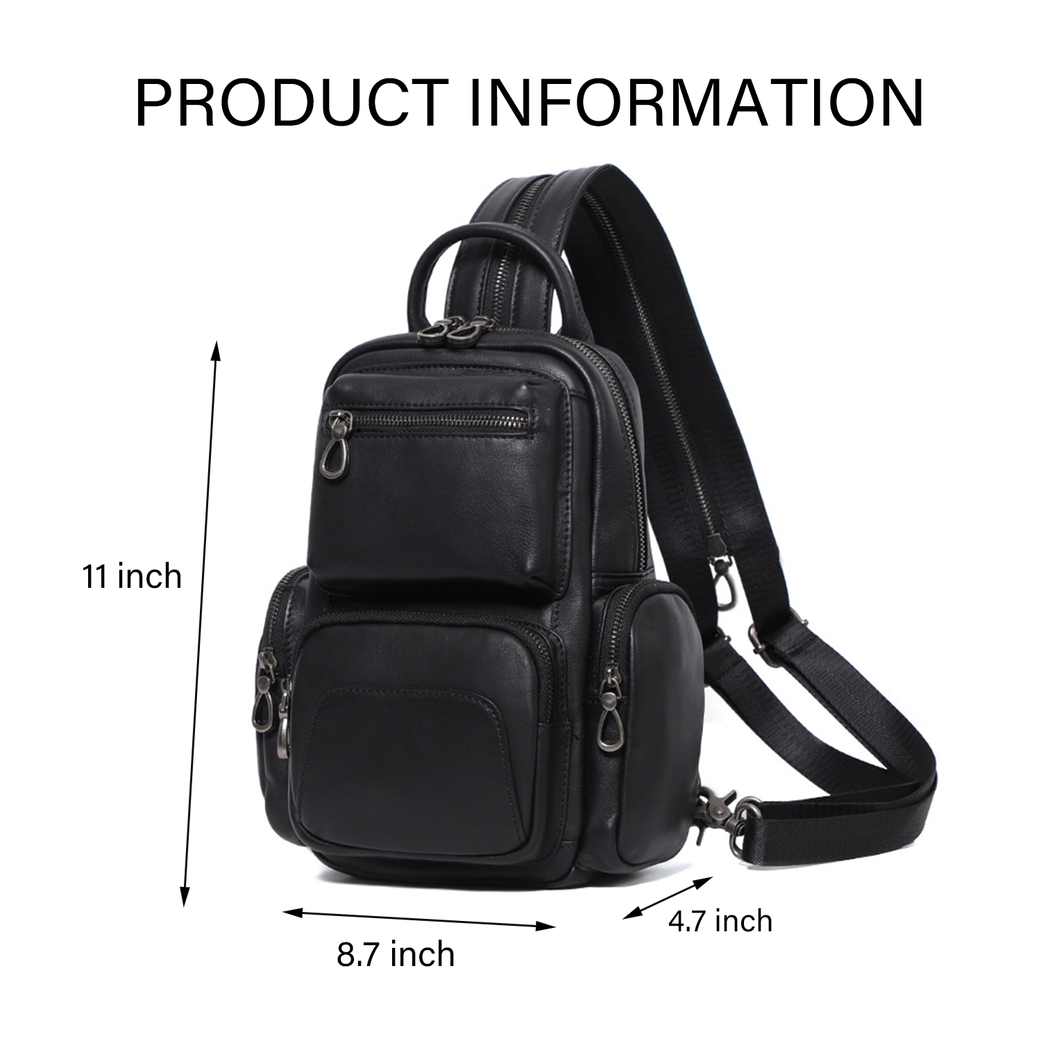 Leather Sling Bag Crossbody Motorcycle Pack 4