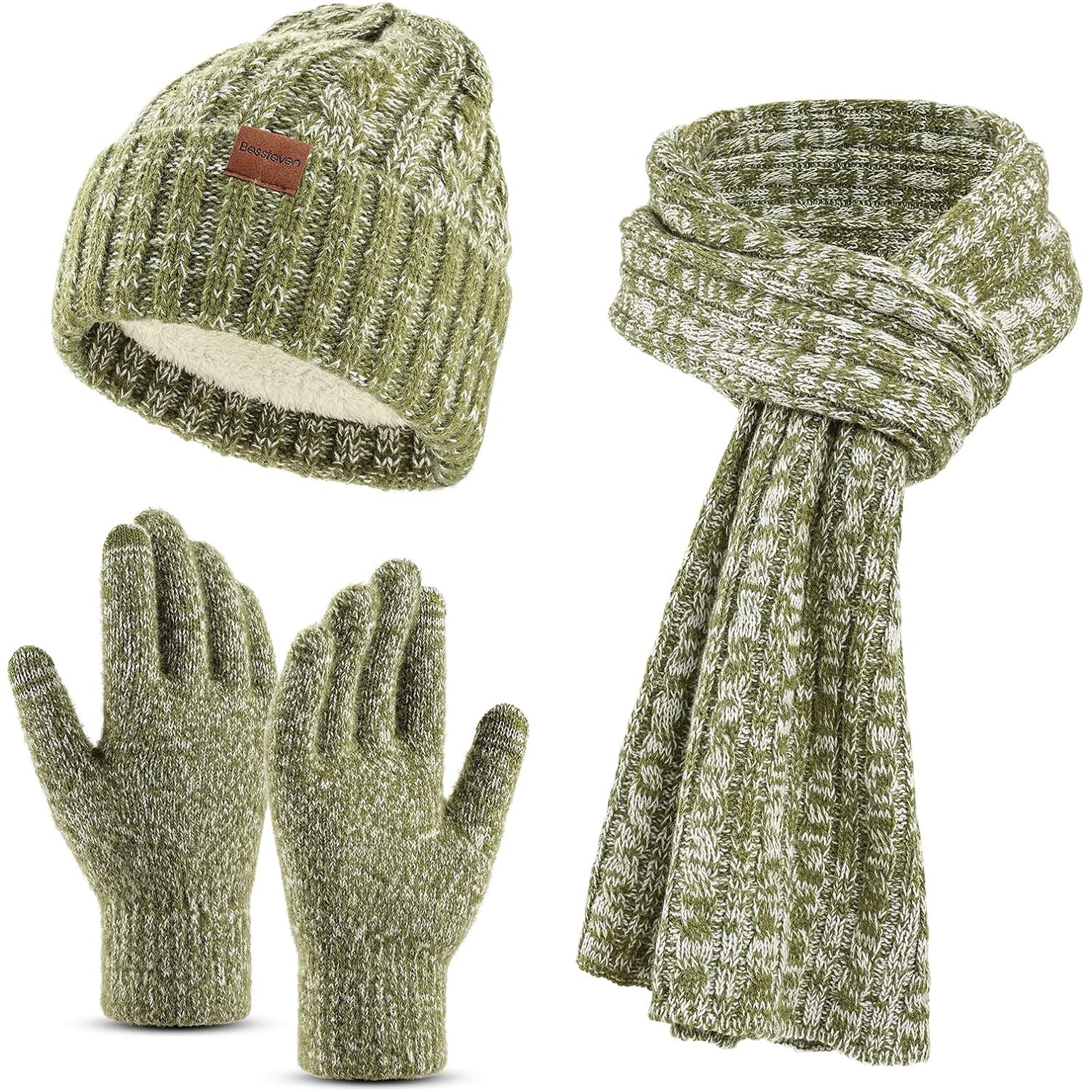 Hat Scarf Glove Set/3 in 1 Beanie Long Scarf and Touch Screen Gloves/Men Soft Warm for Winter Gift 4