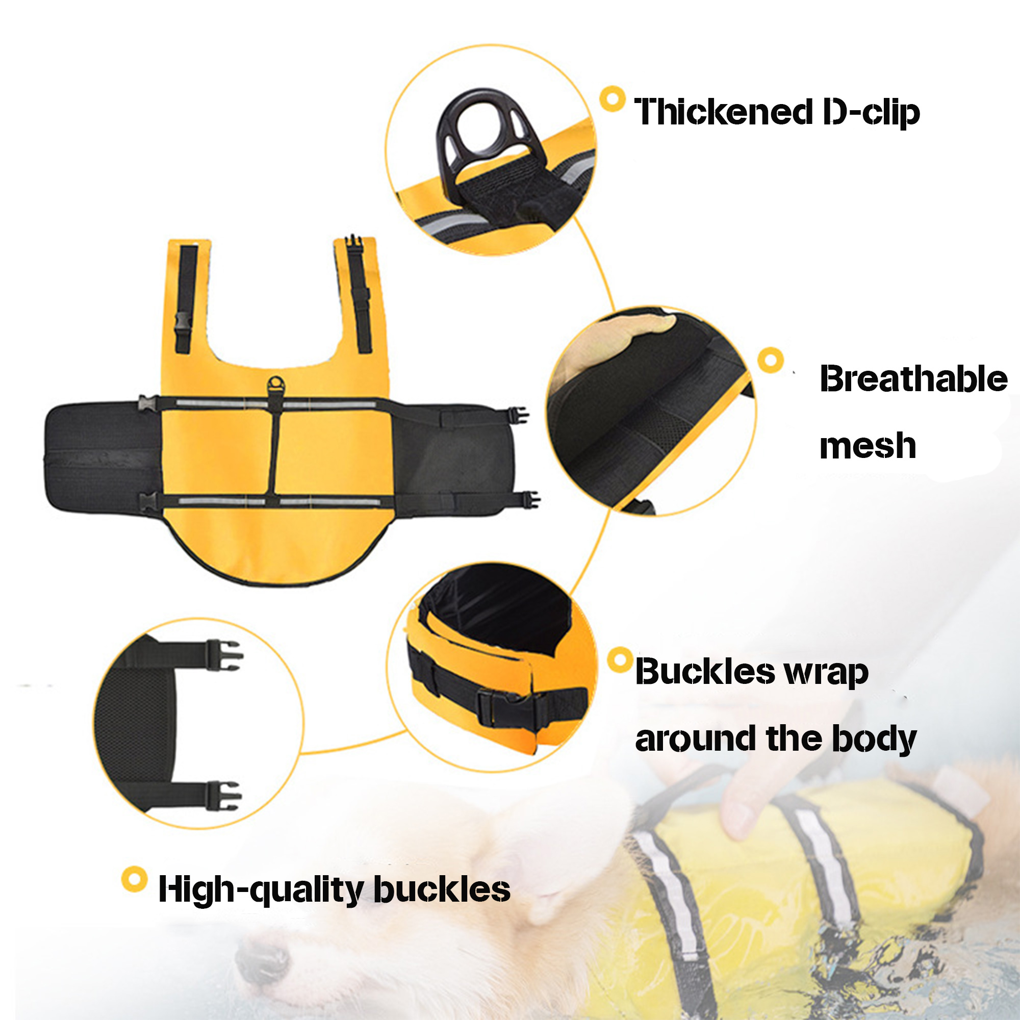 Reflective Adjustable Small Dog Pet Life Jacket 4