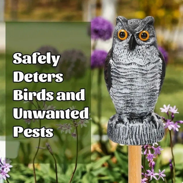 Realistic Owl Decoy for Bird Control ?C Weatherproof Garden Protector Deterrent for Pigeons & Crows 3