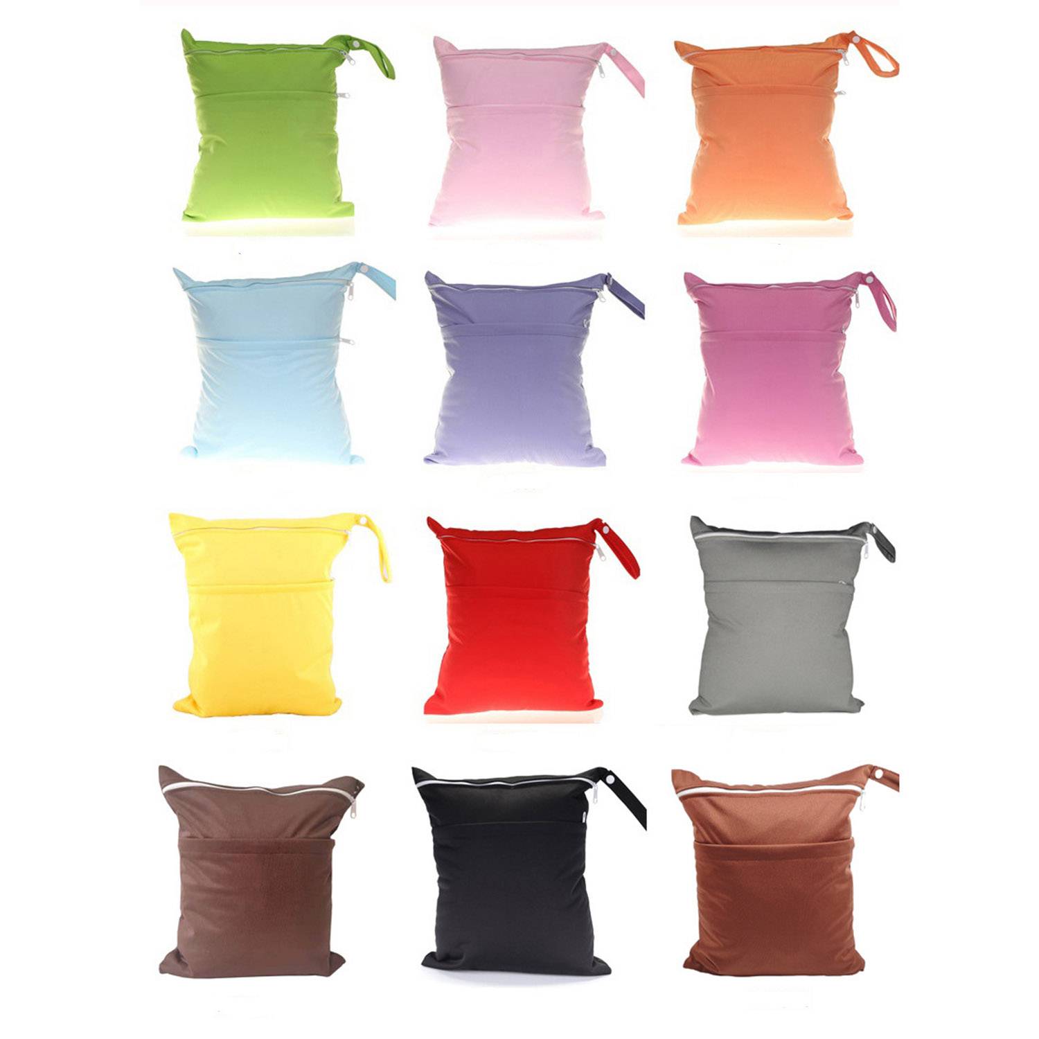 Baby Cloth Diaper Wet/Dry Bags with Two Zippered Pockets 8