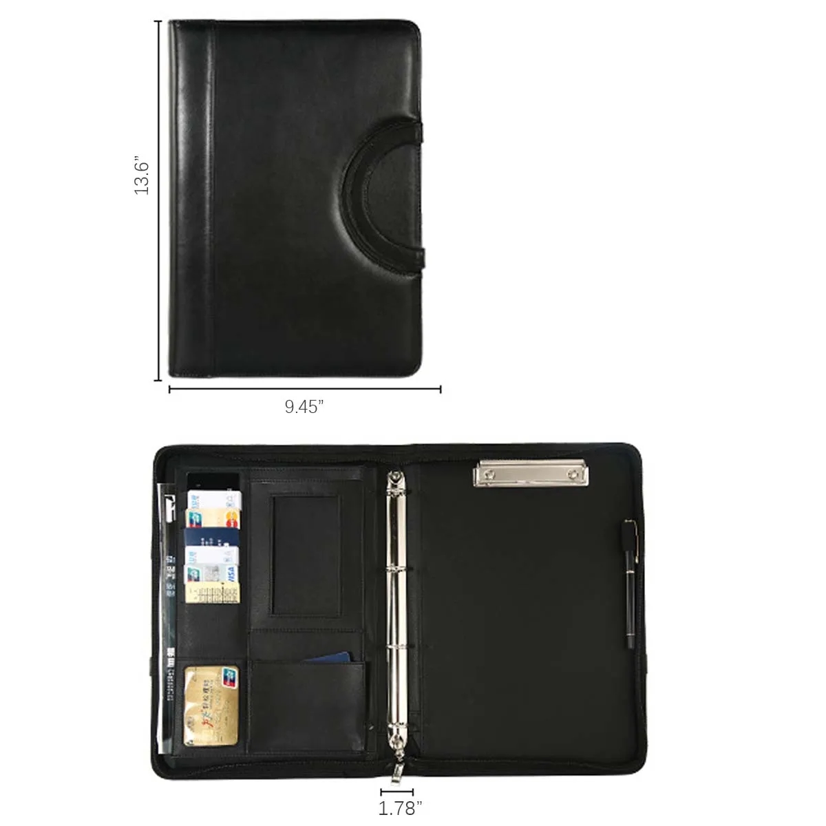Business Zippered Leather Planner Binder Padfolio Organizer 2
