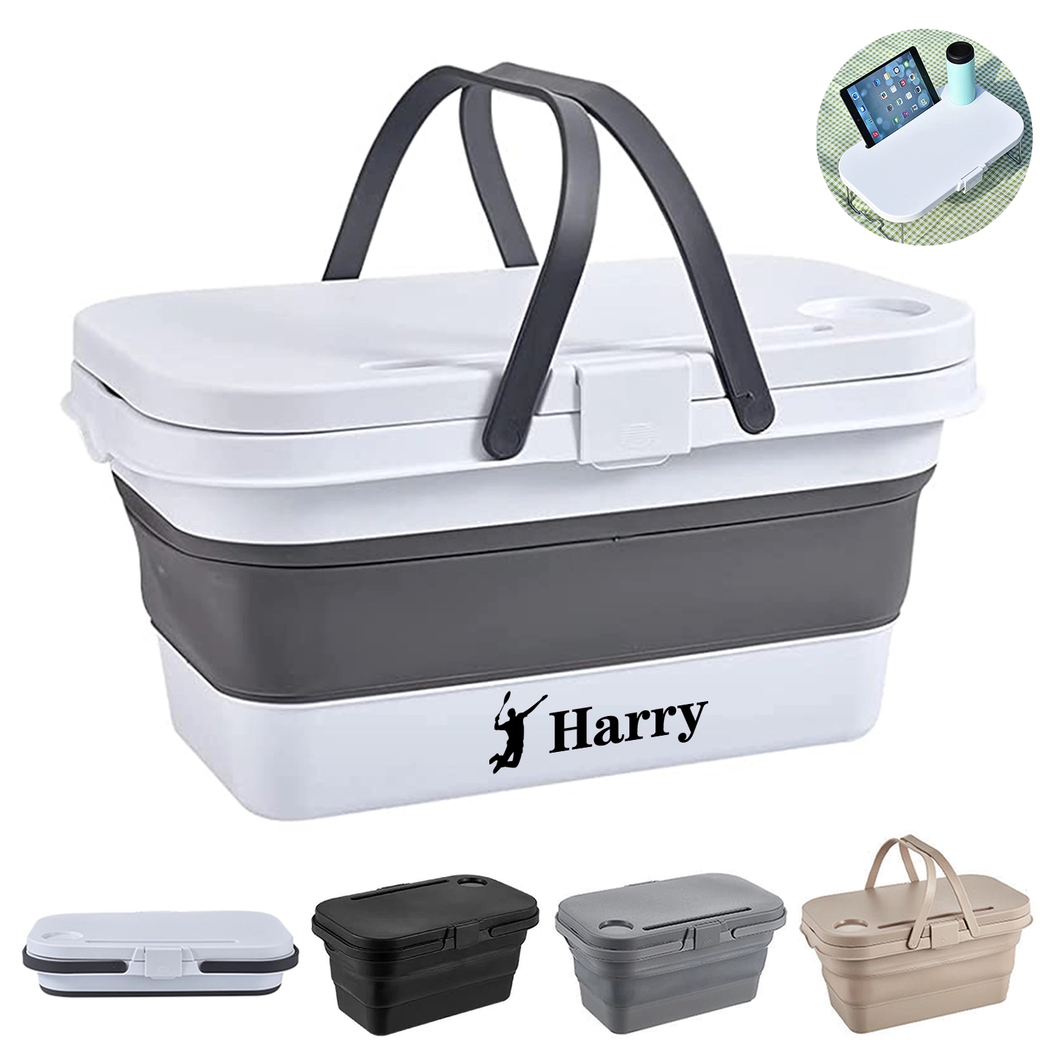 Foldable Picnic Basket, custom BBQ set with logo imprint 8