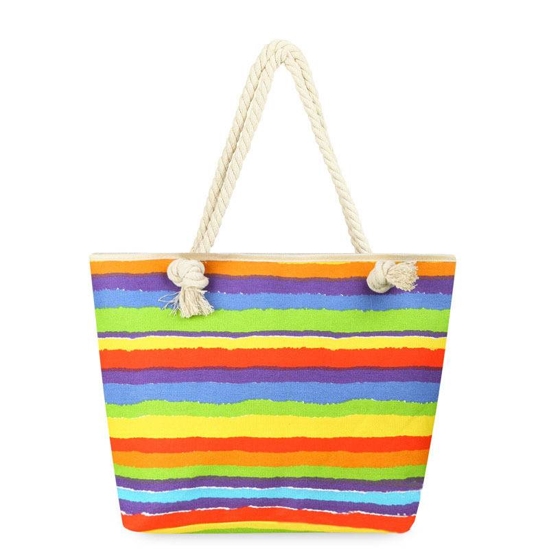 Rainbow Striped Canvas Tote Bag, custom tote bag with logo imprint 9
