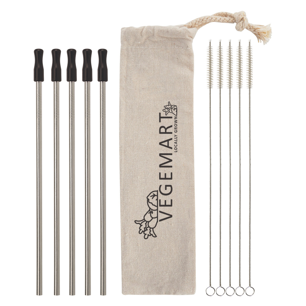 5-Pack Stainless Straw Kit with Cotton Pouch 2