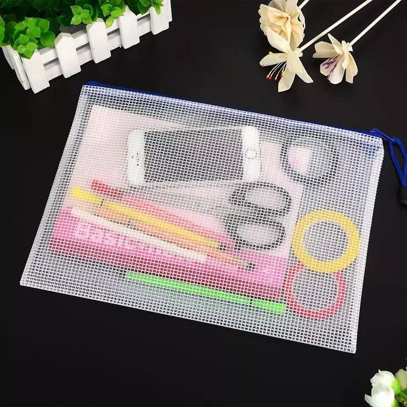 PVC Mesh Zipper Pouch Document Bag 5