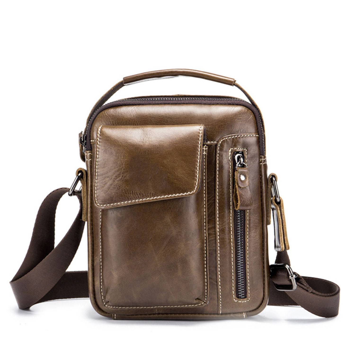 Genuine Leather Men's Retro Fashion Crossbody Bag 7