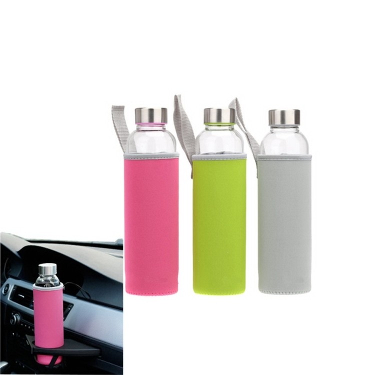 Glass Bottle with Flat Cap and Sleeve 2