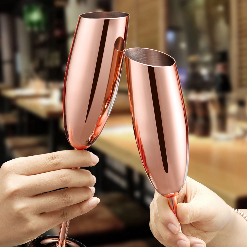 Custom 7 oz Stainless Steel Champagne Flute Glasses 4