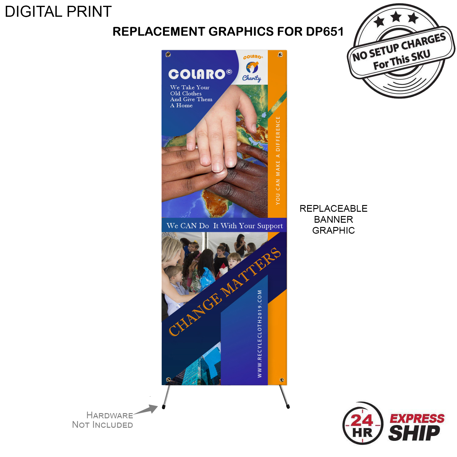 24 Hr Express Ship - Replacement Graphics only, 23x64, for Tripod Banner DP651, NO SETUP CHARGE 3