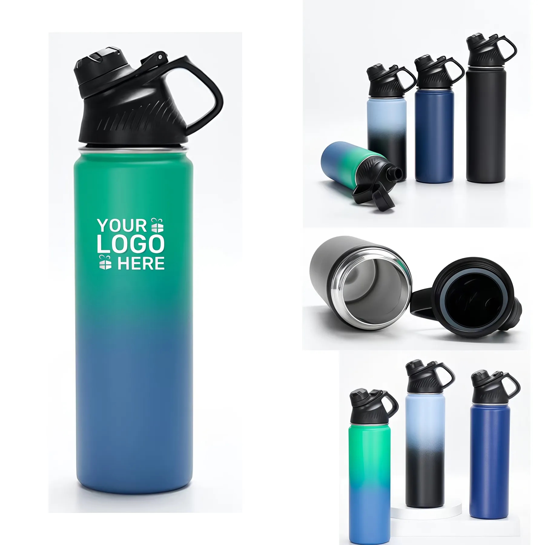 Insulated Water Bottle with Handle Lid Leak Proof 2