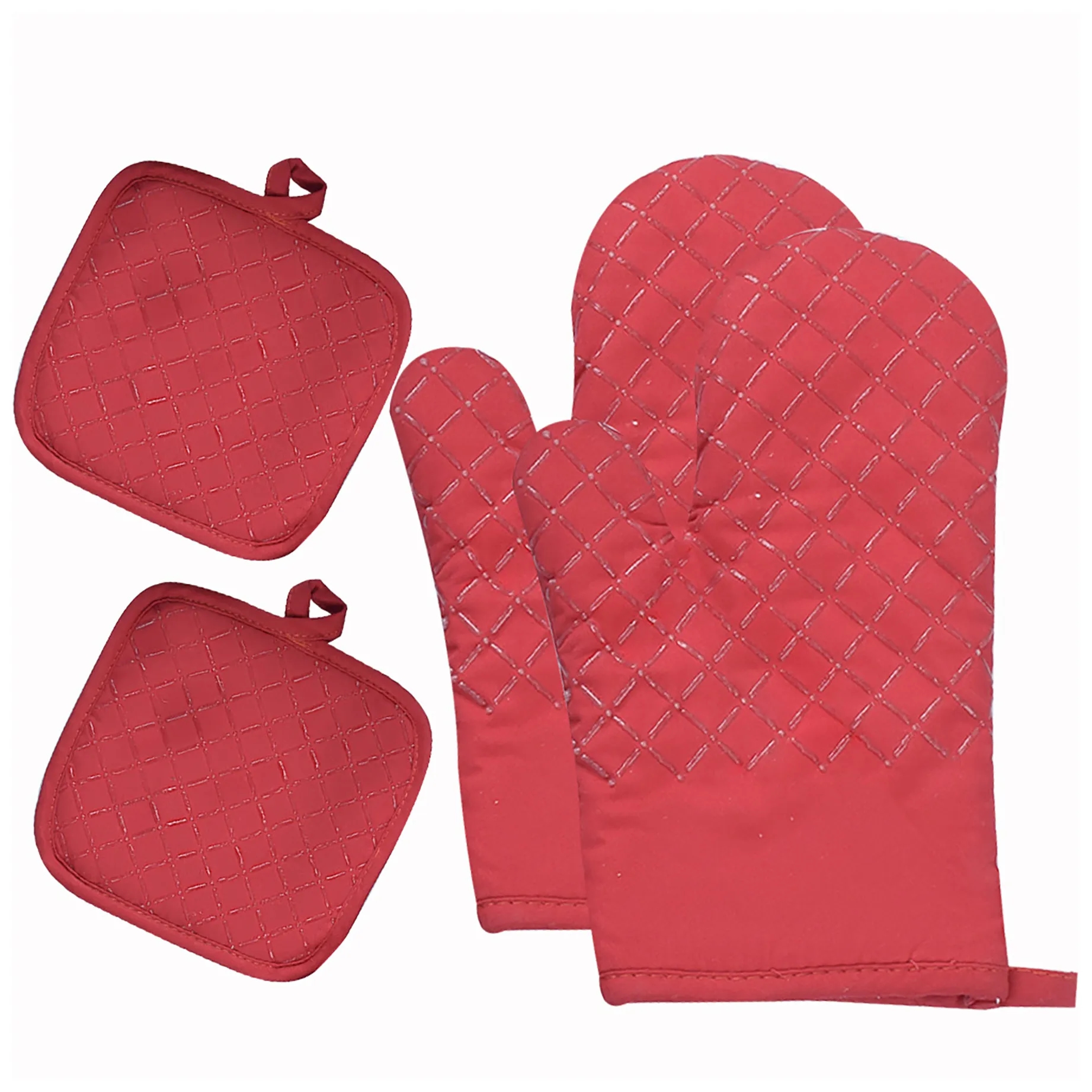 Four Sets-of Pure Cotton Silicone Heat Insulation Gloves 7