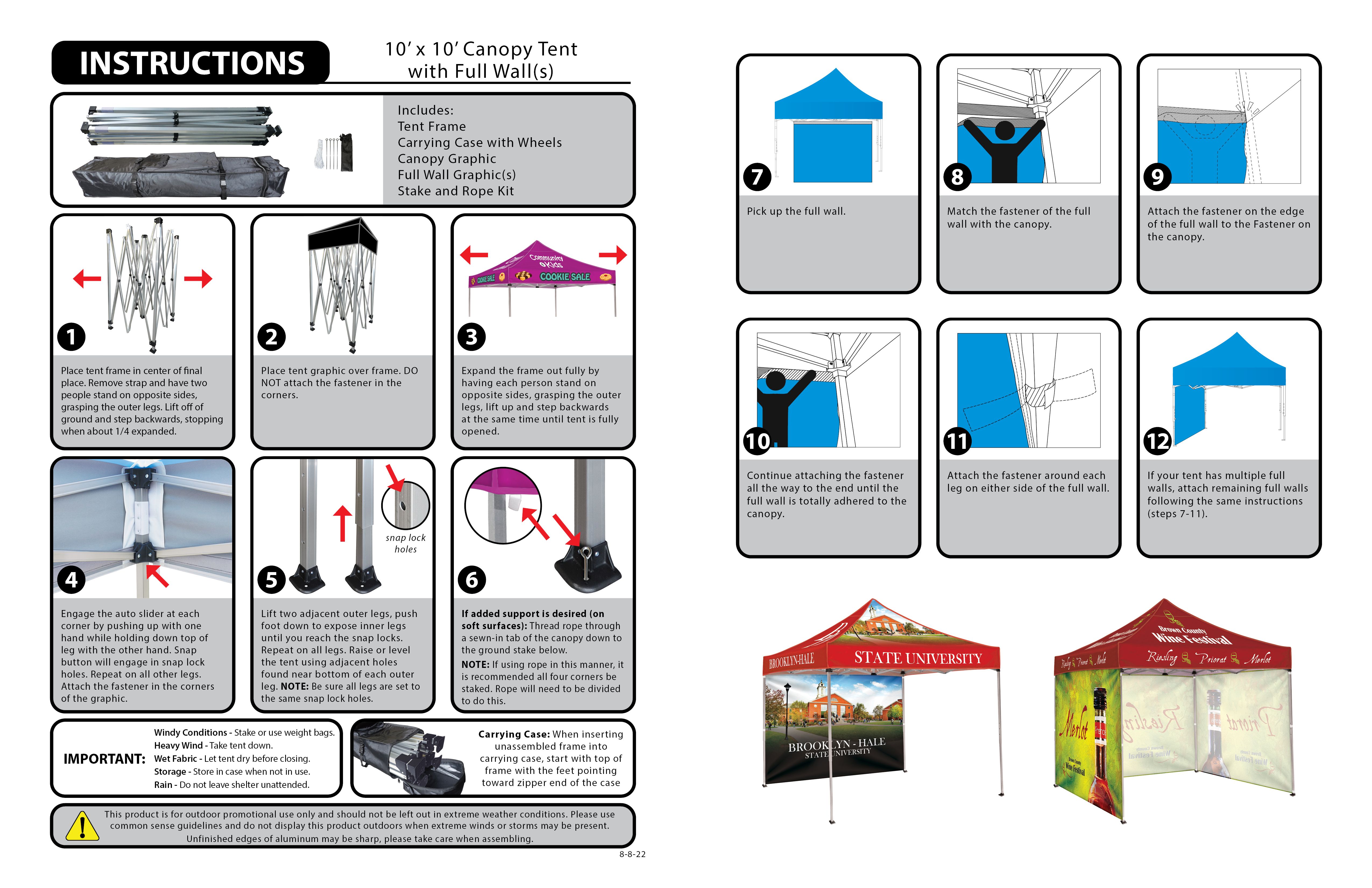 10' Square Canopy Tent W/One Full Double Sided Wall 2