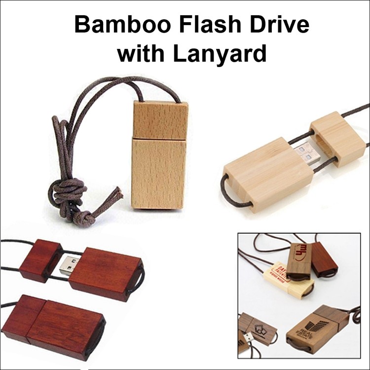 Bamboo Lanyard Flash Drive / USB - 512MB