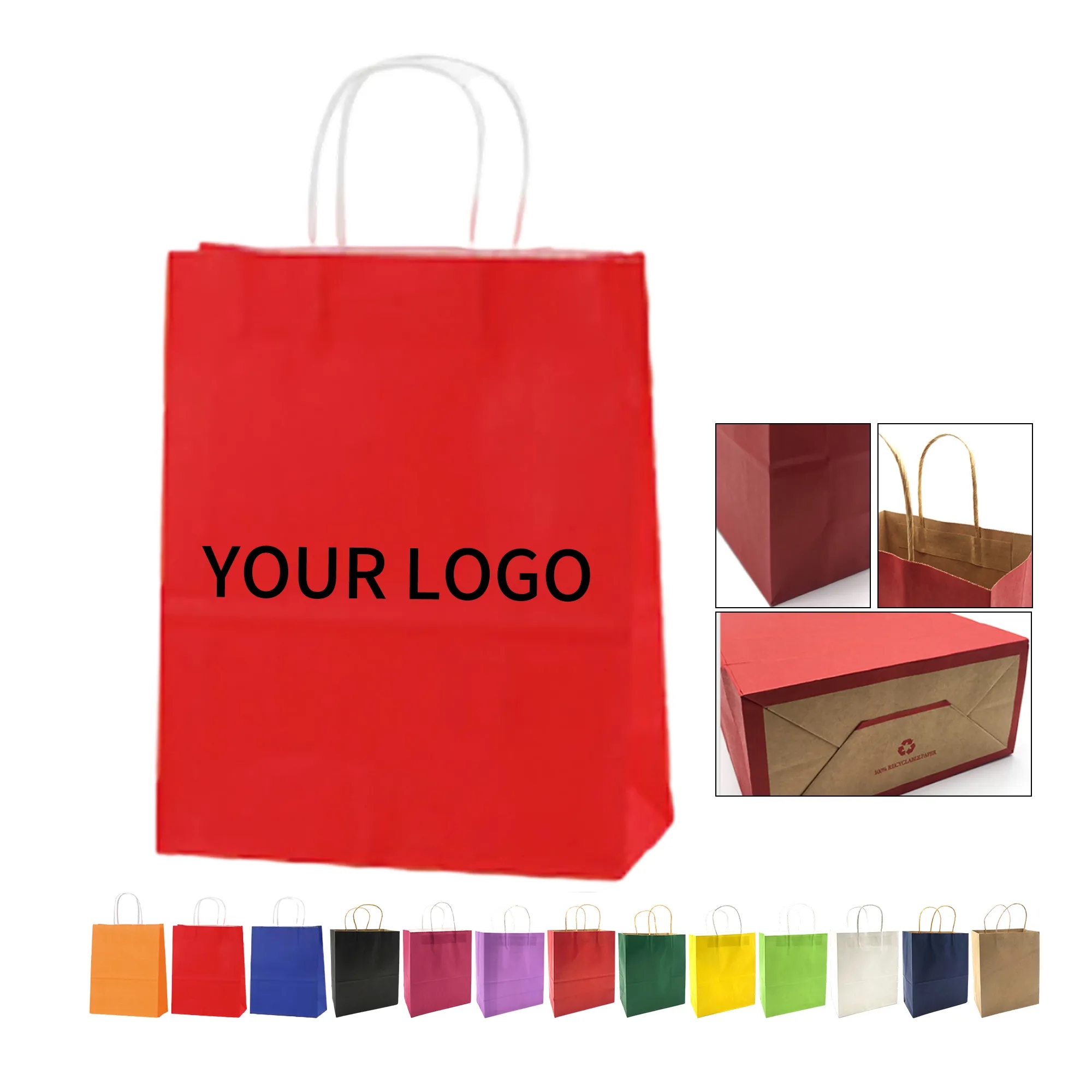 8.7 Inch Kraft Shopping Bag Sturdy Design for Gifts 8