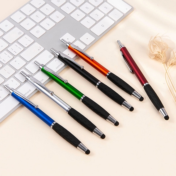 2-in-1 stylus ballpoint pen with rubber grip 2