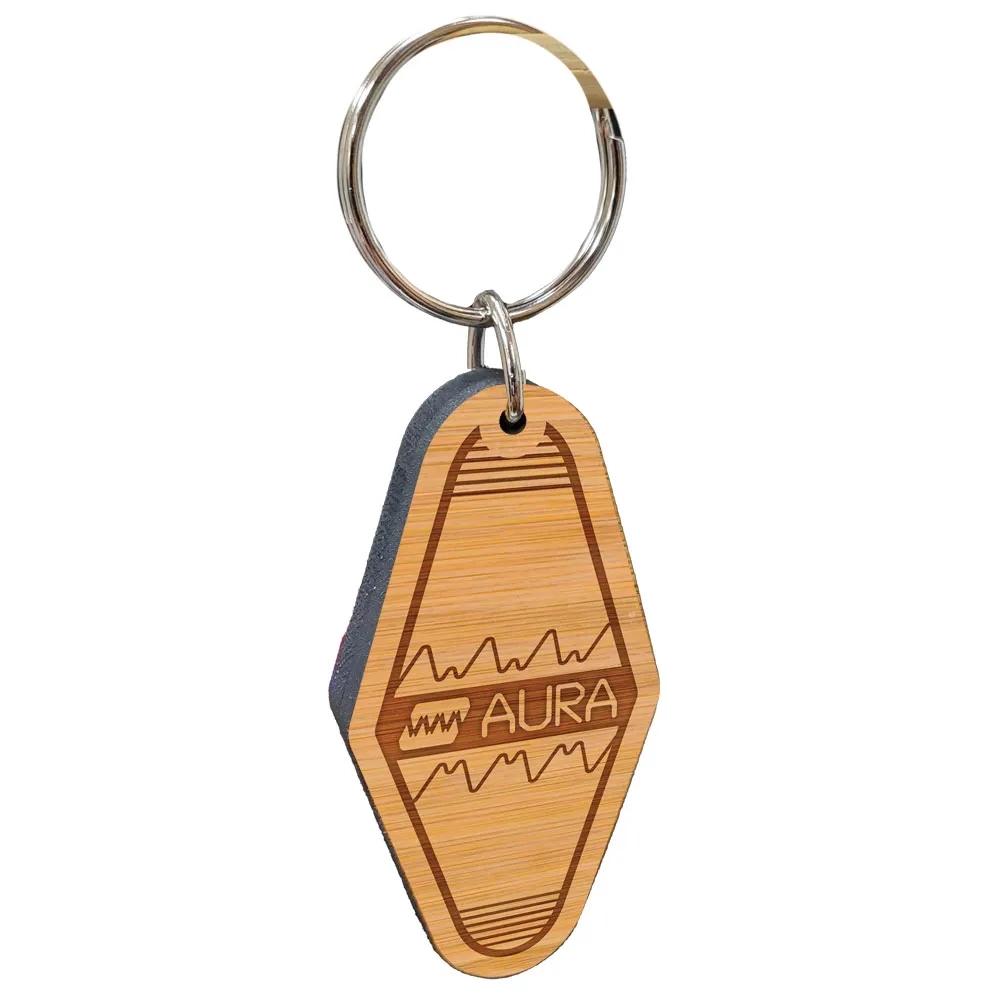Vintage Etched Bamboo Motel Keychain Hotel Key Tag 5