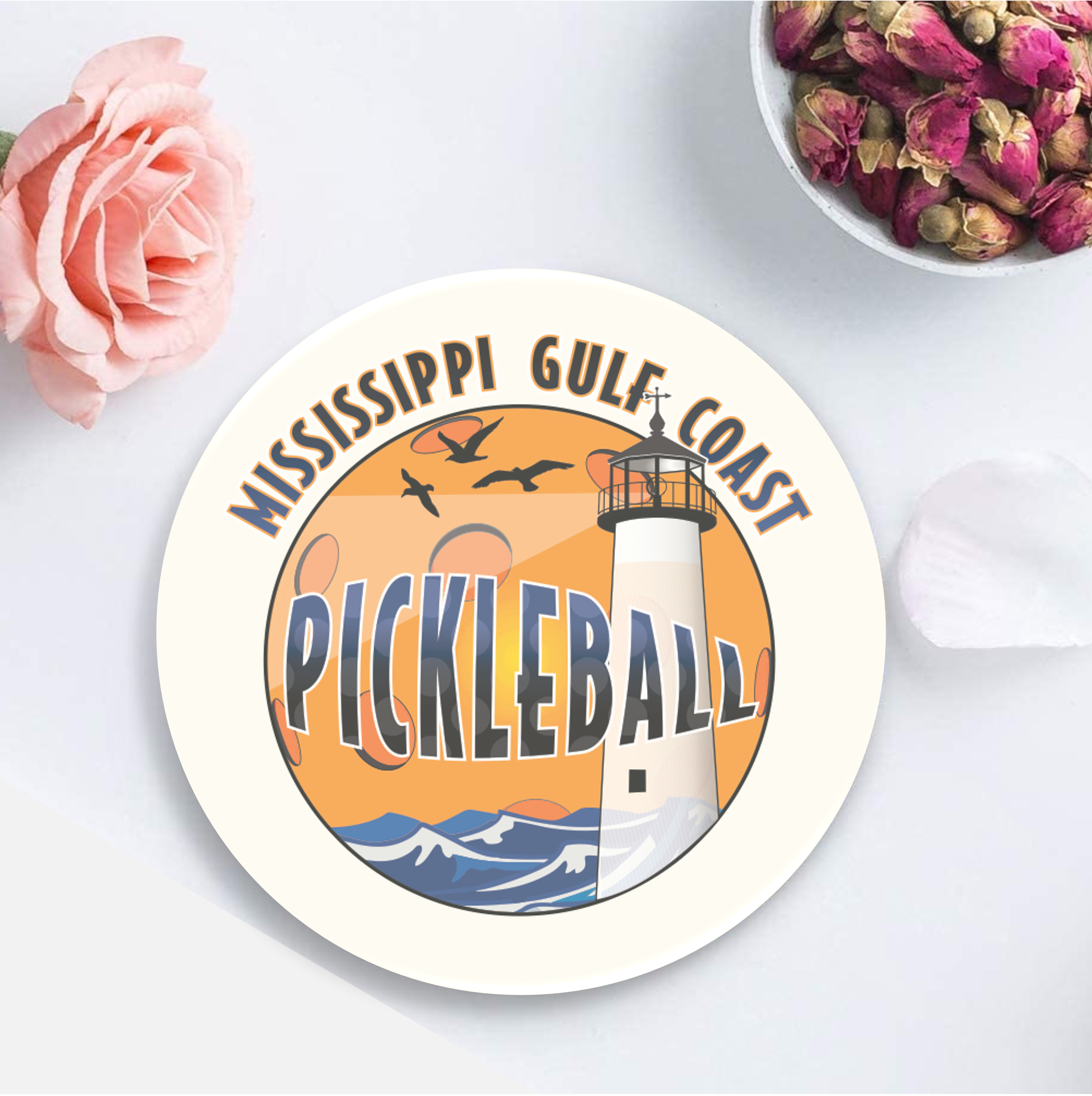 Round Absorbent Stone Coaster - Basic Print 2