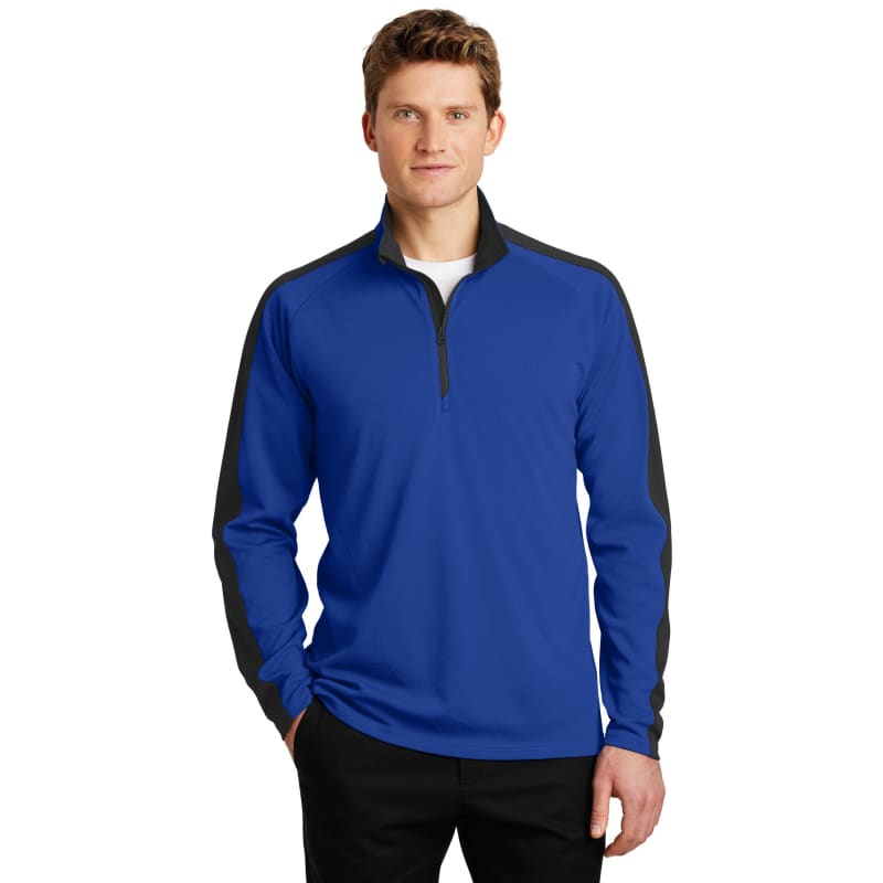 Sport-Tek Sport-Wick Textured Colorblock 1/4-Zip Pullover. 3