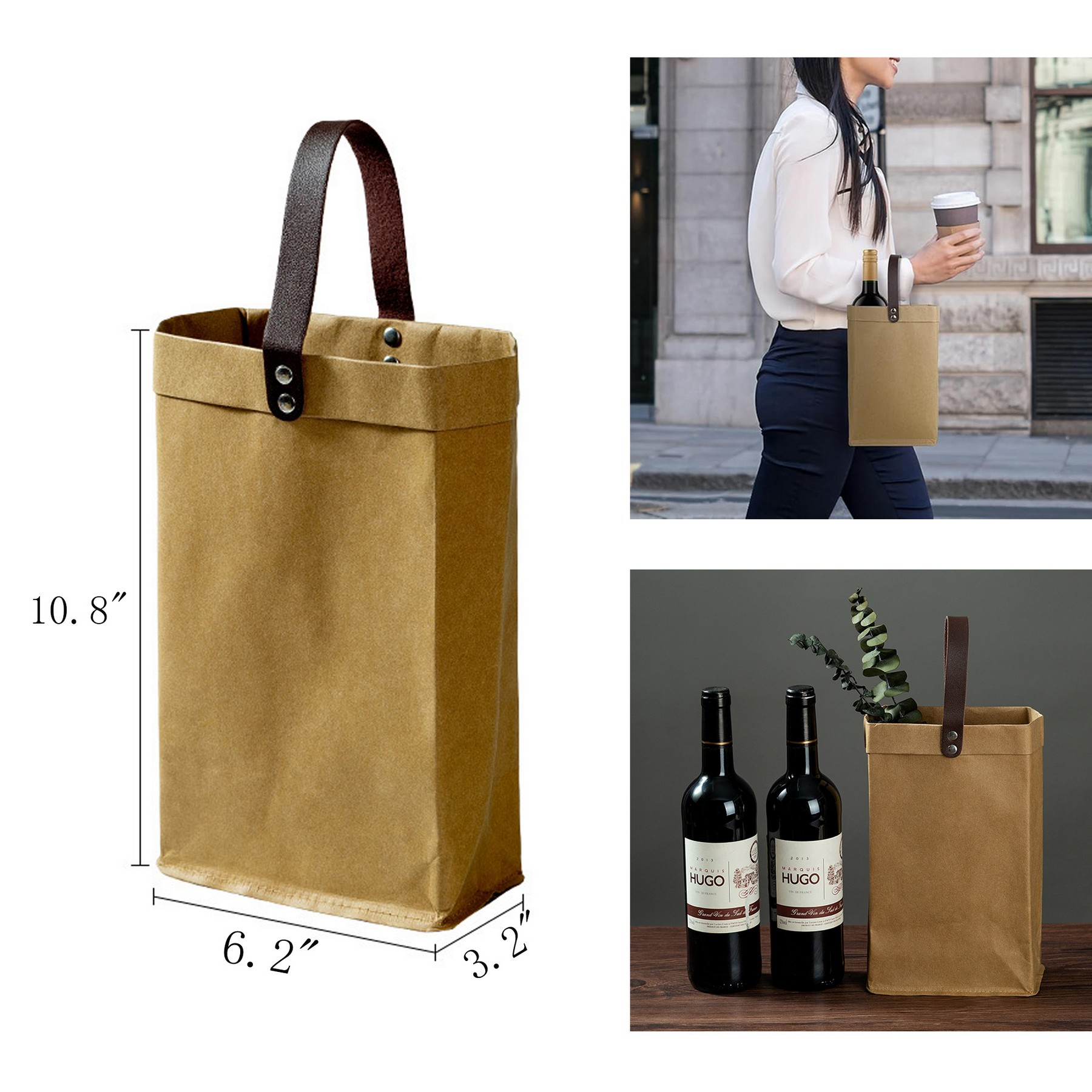 Kraft Paper Wine Tote Bag 5