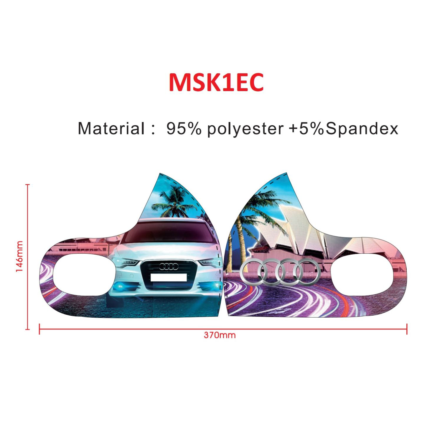 Safety Face Mask w/ Full Color Imprint Elastic Masks 3