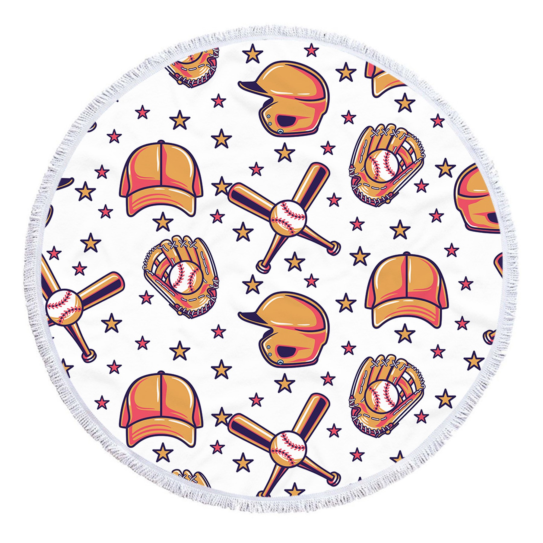 Baseball Printed Round Beach Towel (direct import) 6