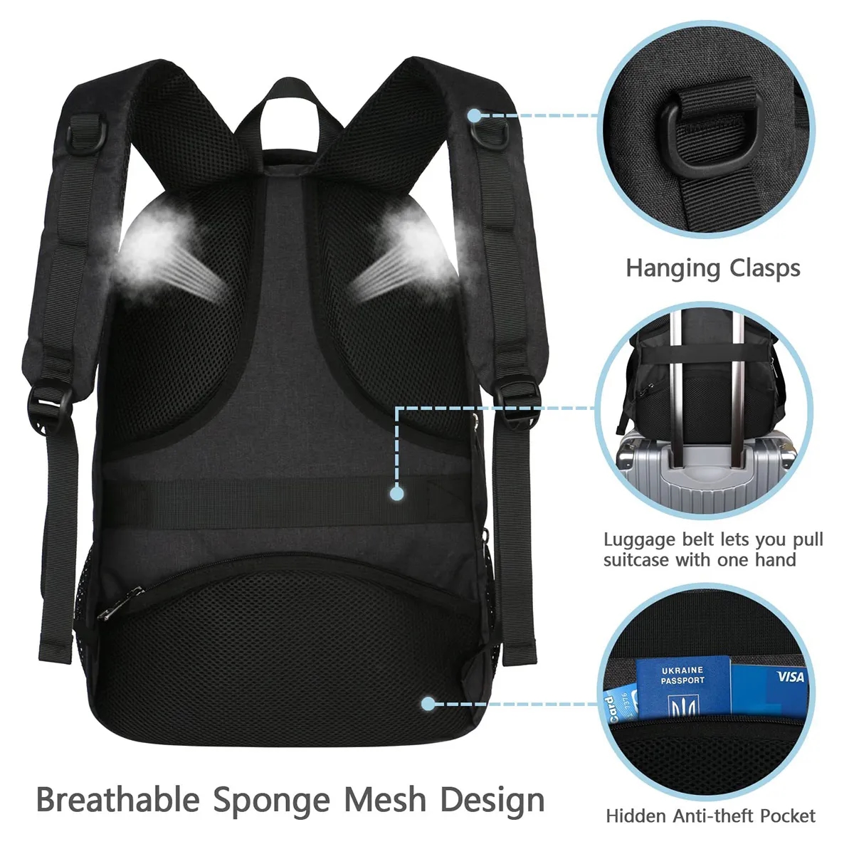 Durable Travel Laptop Backpack with USB Charging Port 2