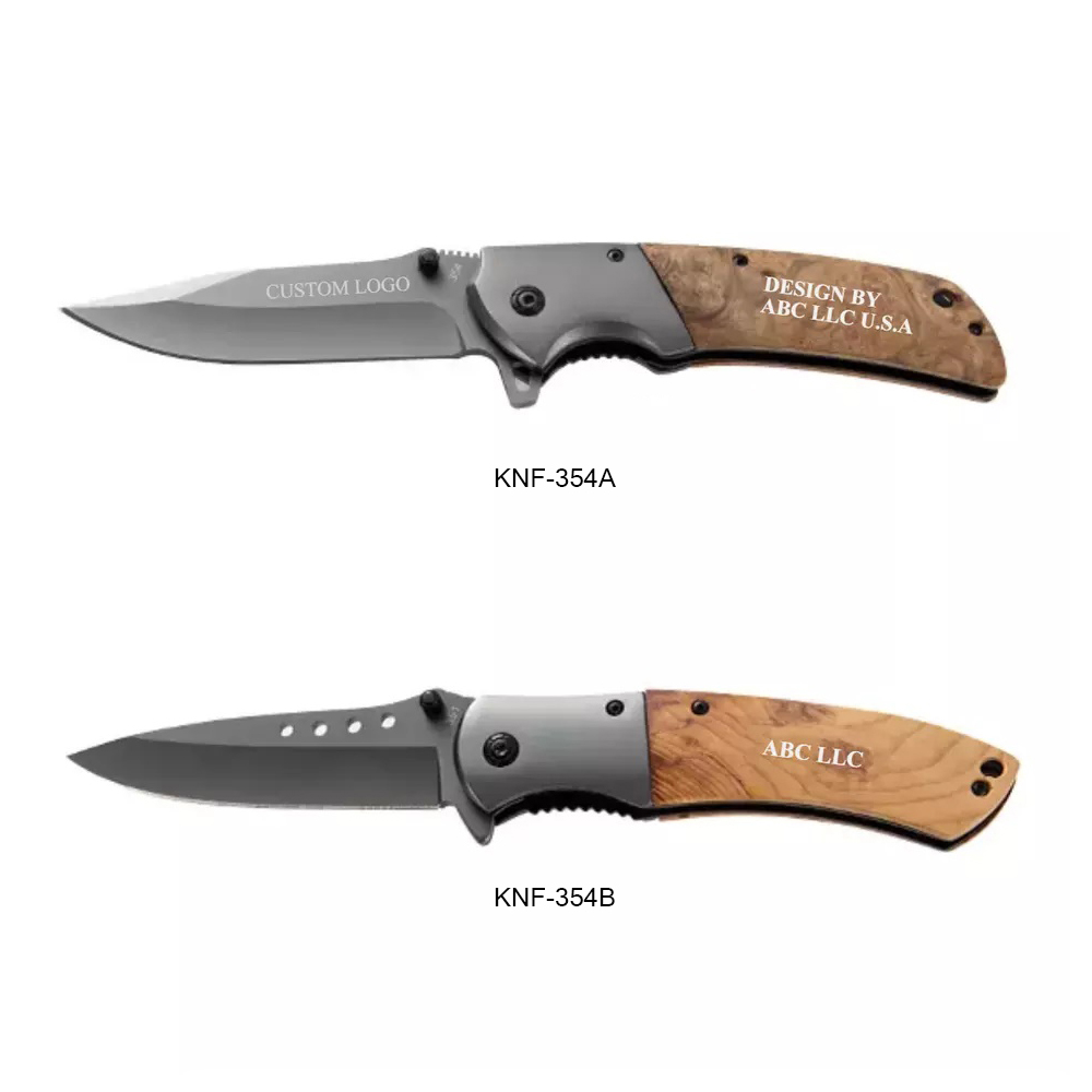 ApexBlade - Burlwood Folding Pocket Knife With Stainless Steel Blade Full Color Optional 10