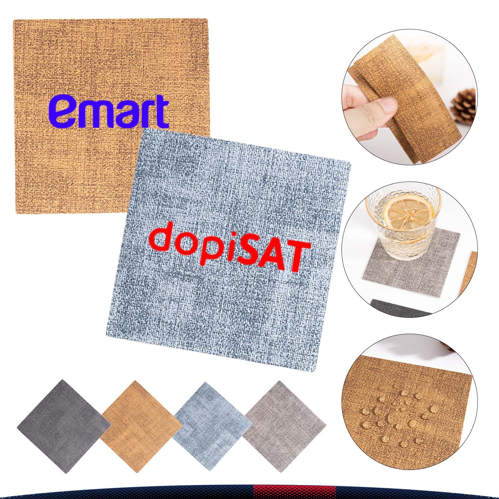 Square Woven PU Leather Coaster 6