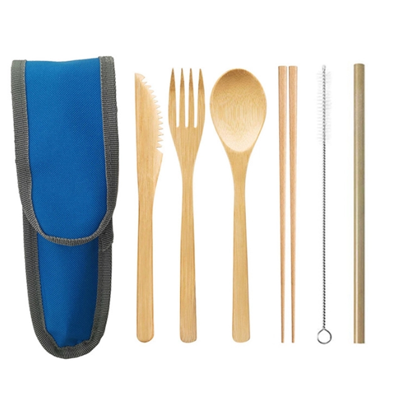 Bamboo travel tableware set with Carrying Case 9