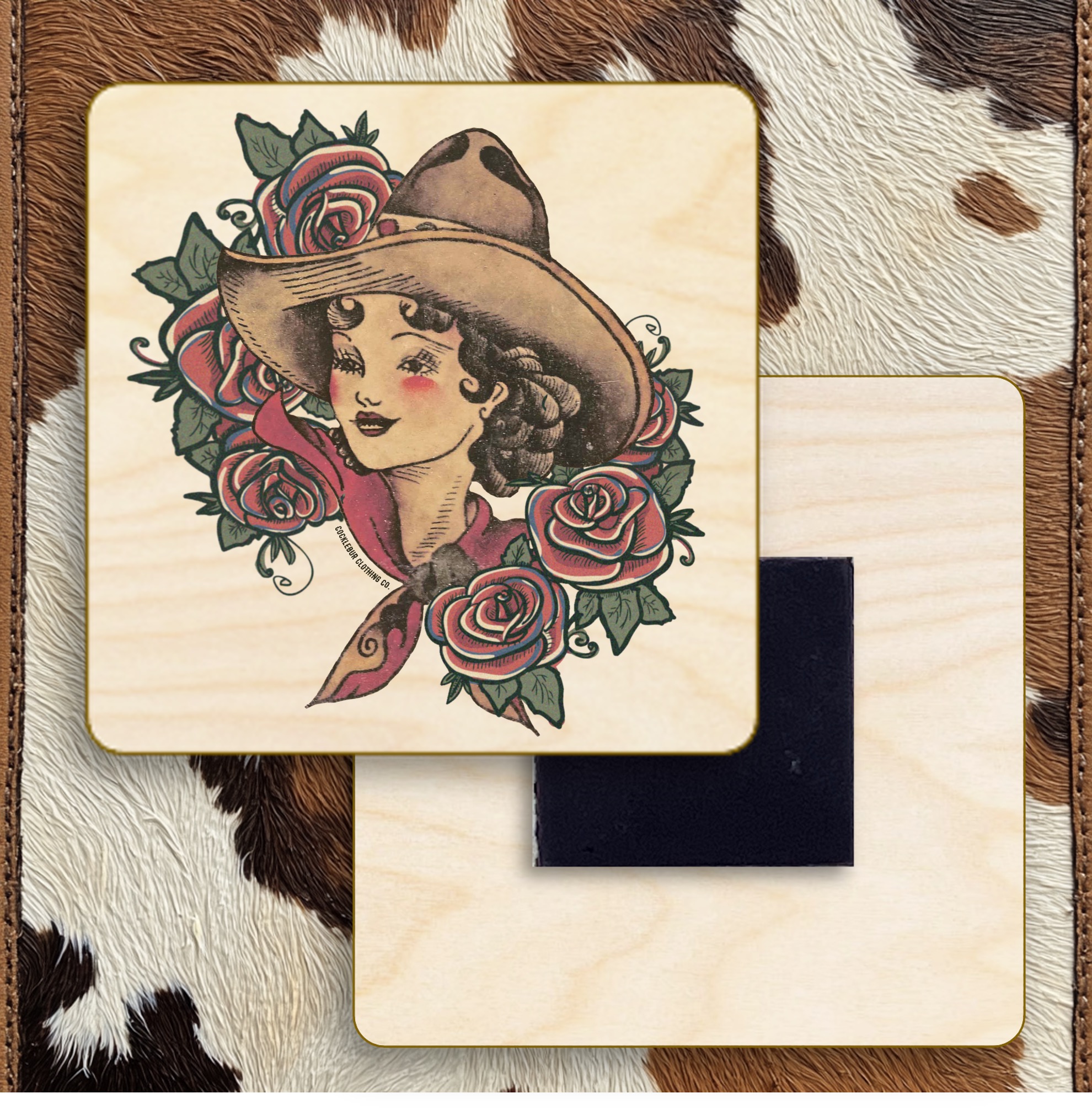 2" Square Wooden Magnet 4