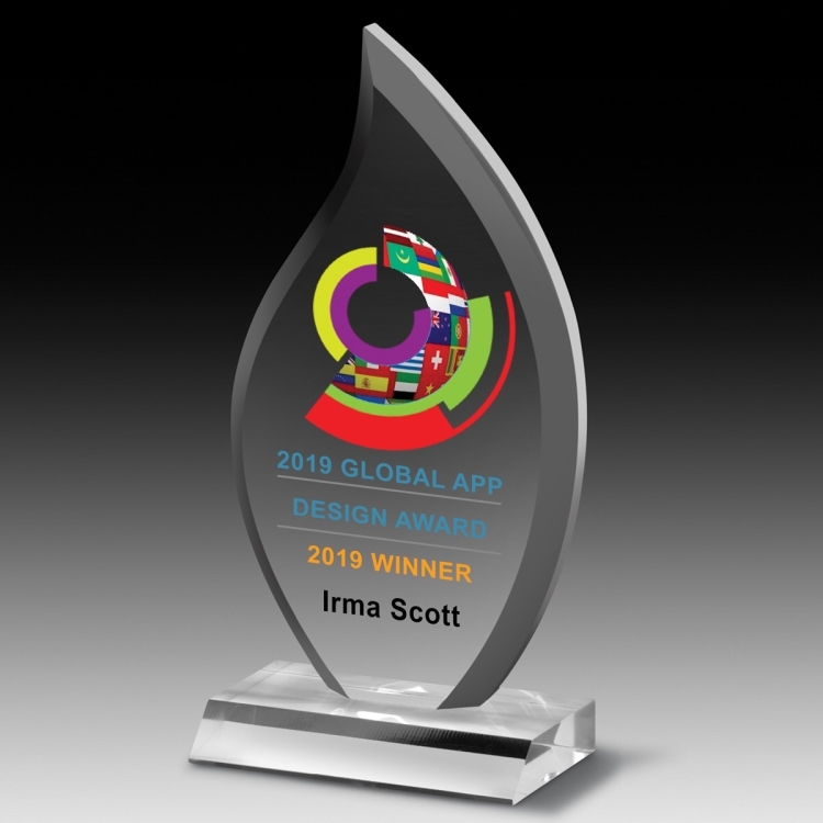 Multi-Faceted Acrylic Award (5" x 9 1/2" x 3/4") - 4 Color Process 1