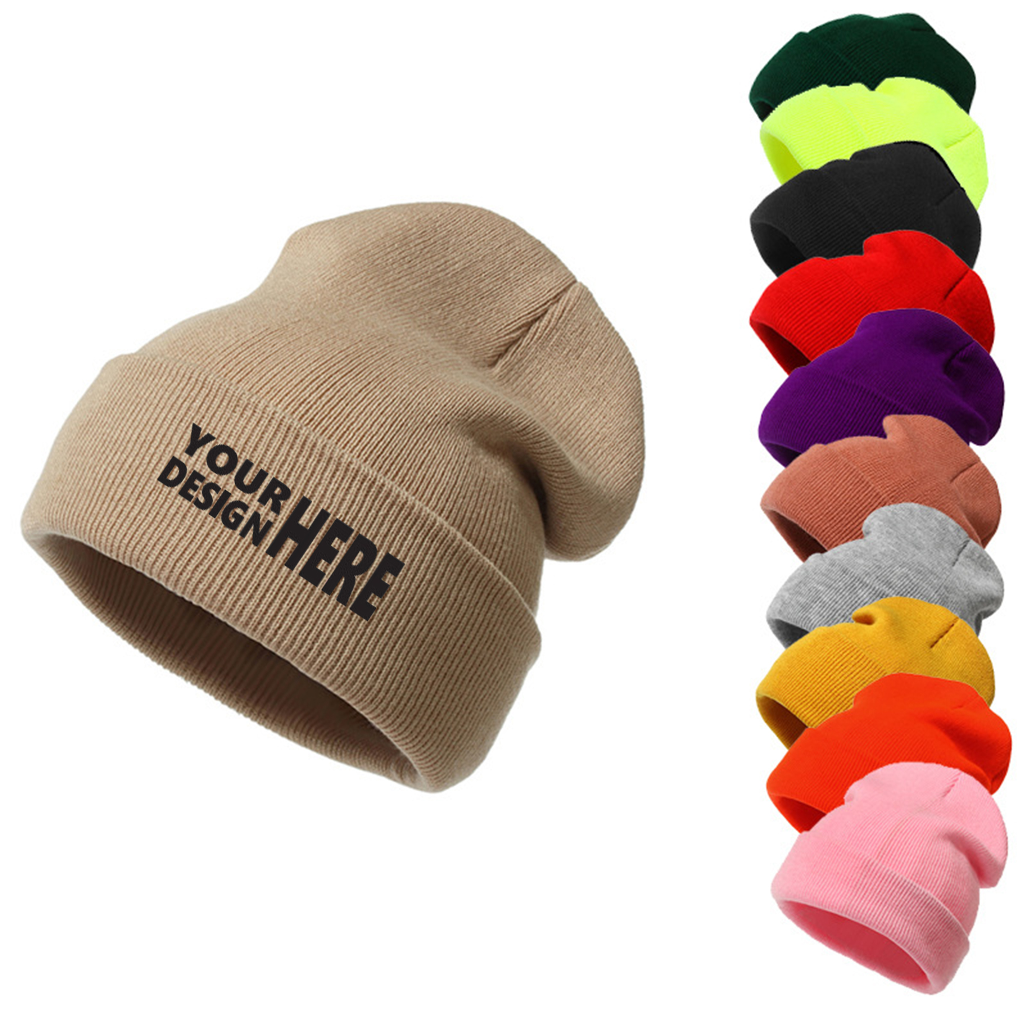 Solid Color Knit Beanie Winter Warm Candy Acrylic Hat 2