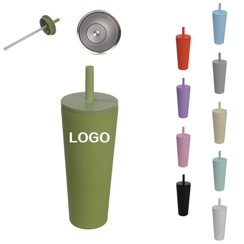 24oz Double Wall Mug with Silicone Straw 1