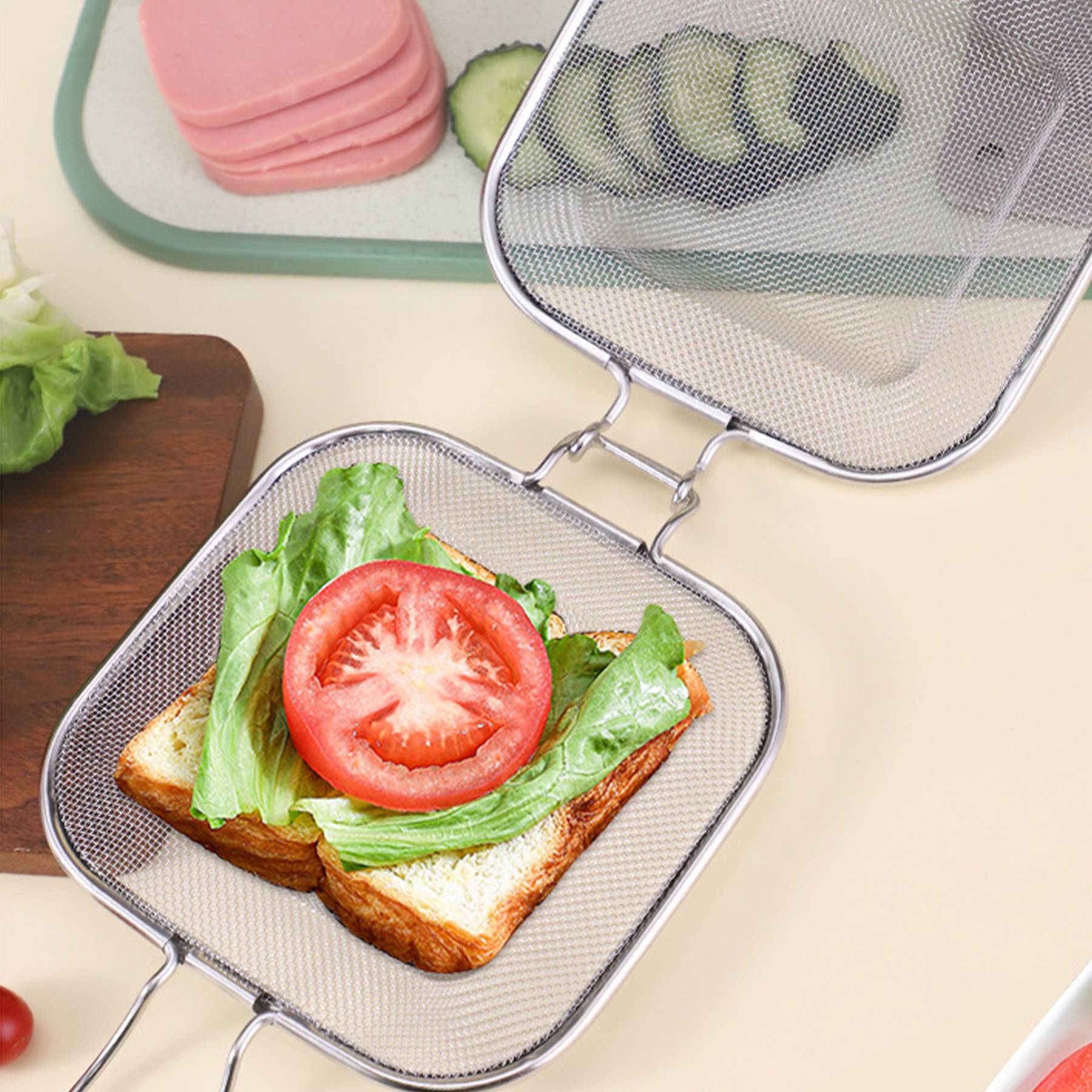 Stainless steel hand-pressed sandwich grill 4
