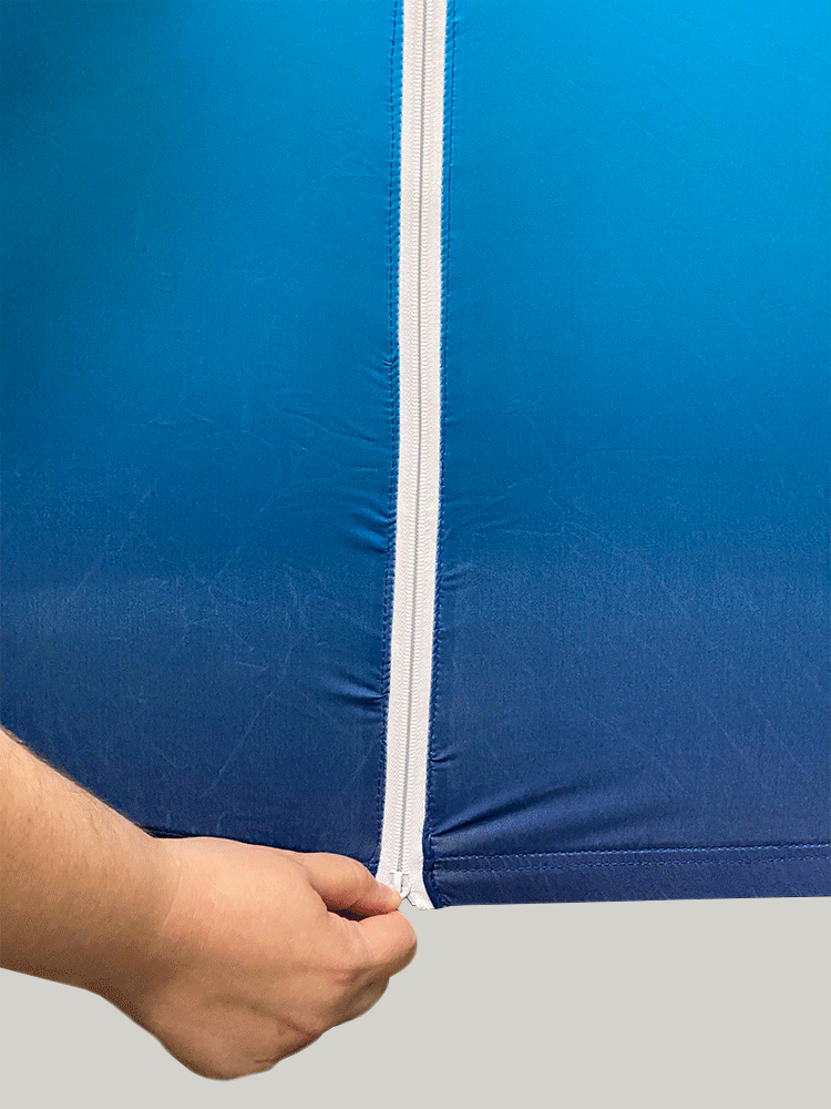 Zipper Back - 4' Fitted, 4 Sided Contour Stretch All-Over Imprint Table Cover 1