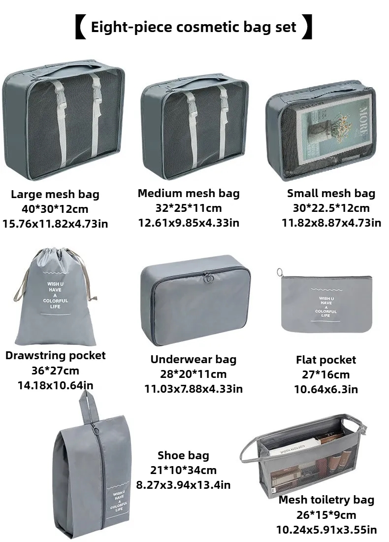 8PC Packing Cubes Set Custom Logo Wholesale Bulk Travel Organizers Durable 2