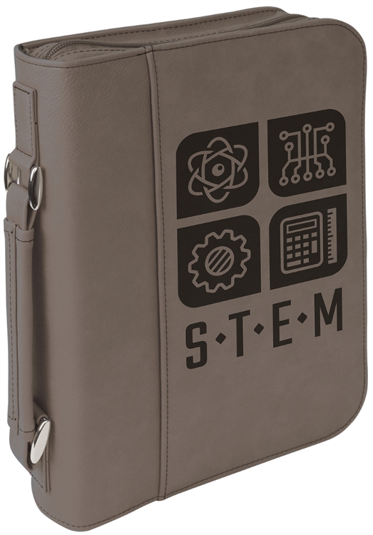 Custom Laser Engraved Gray Leatherette Book Cover 1