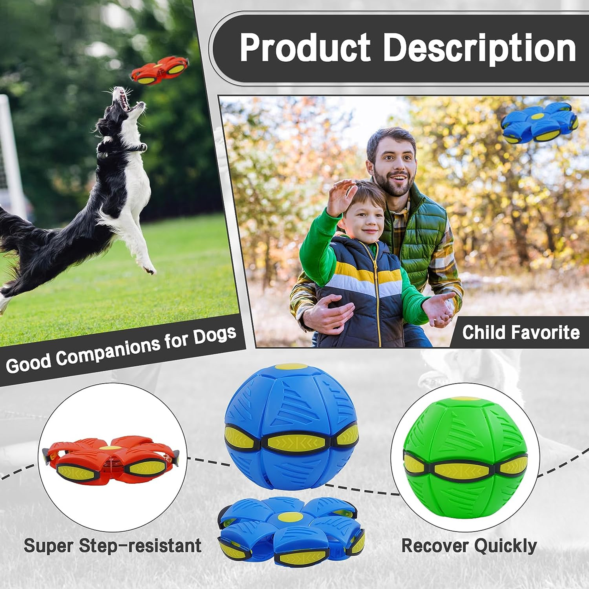 Pet Toy Flying Flat Throw Disc Ball For Dogs 4