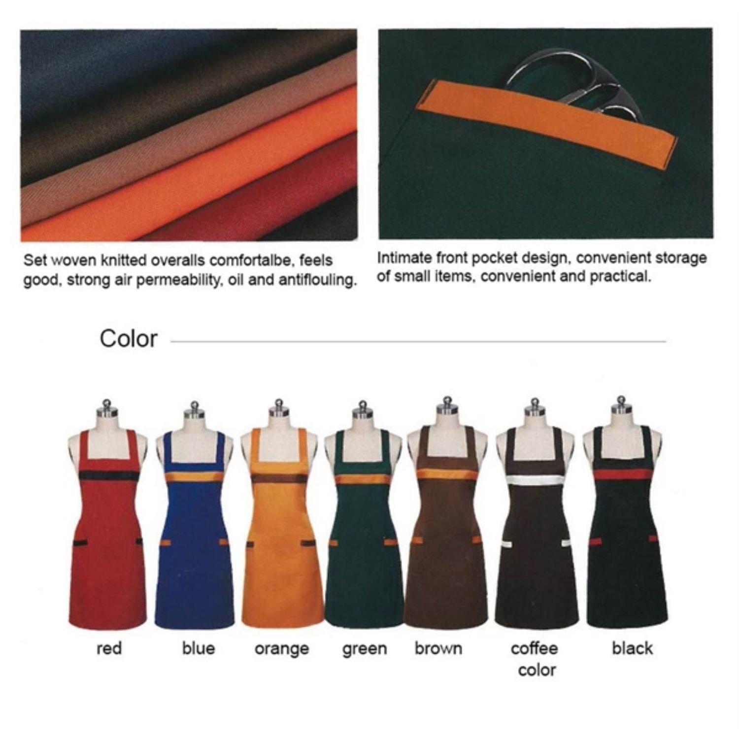 12 oz Woven knitted Two-Tone Kitchen Aprons w/ 2 pockets 2