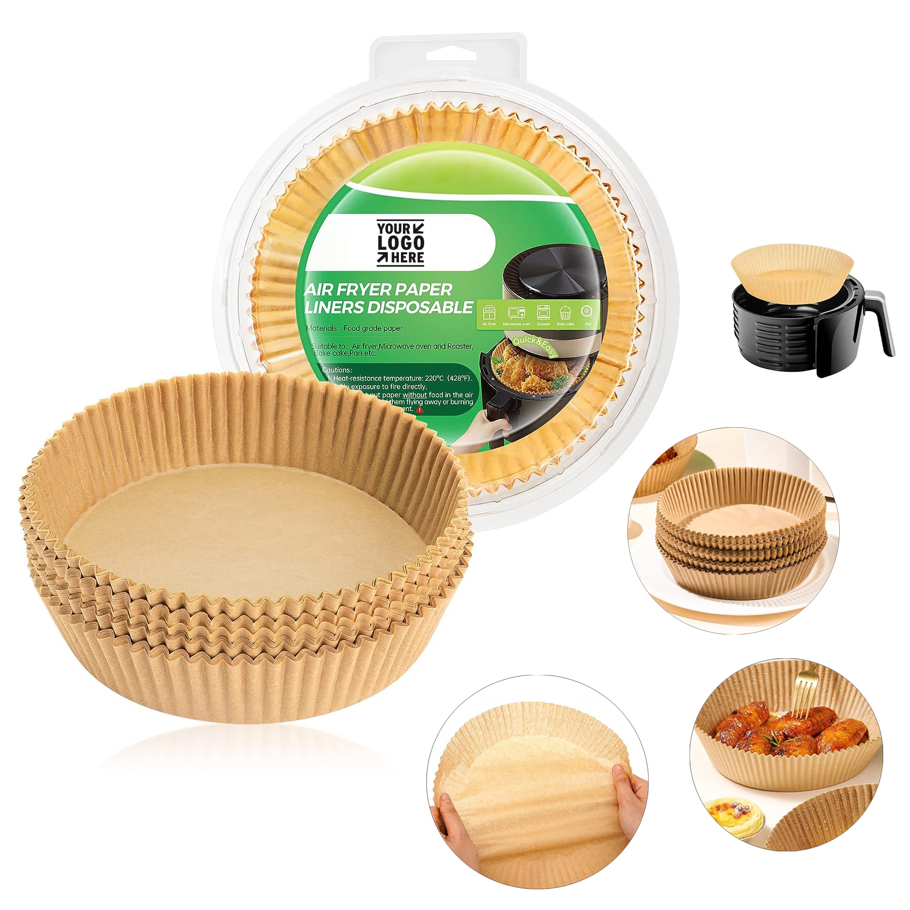 Disposable 6.3Inch Air Fryer Oven Round Water Proof Non Stick Basket Baking Paper Liner 2