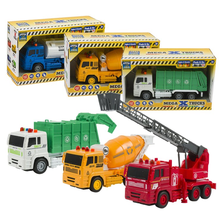 Friction Powered Toy Trucks - Lights & Sound 4 Assorted 2