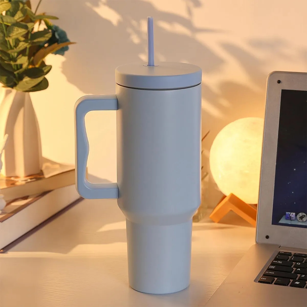 40 oz. Stainless Steel Tumbler with Handle and Straw Lid 5