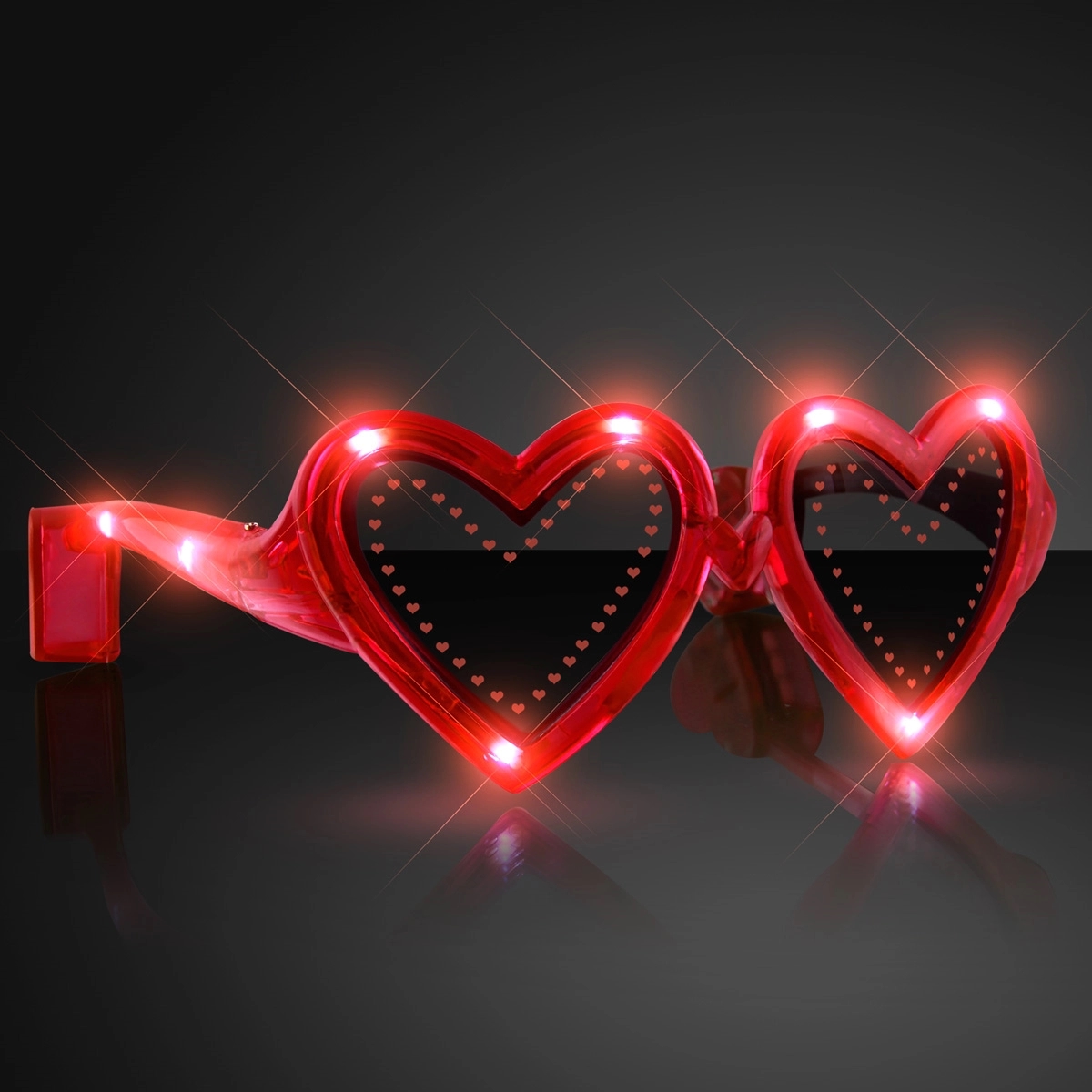 Flashing Heart Shaped Red Light Up Sunglasses 5