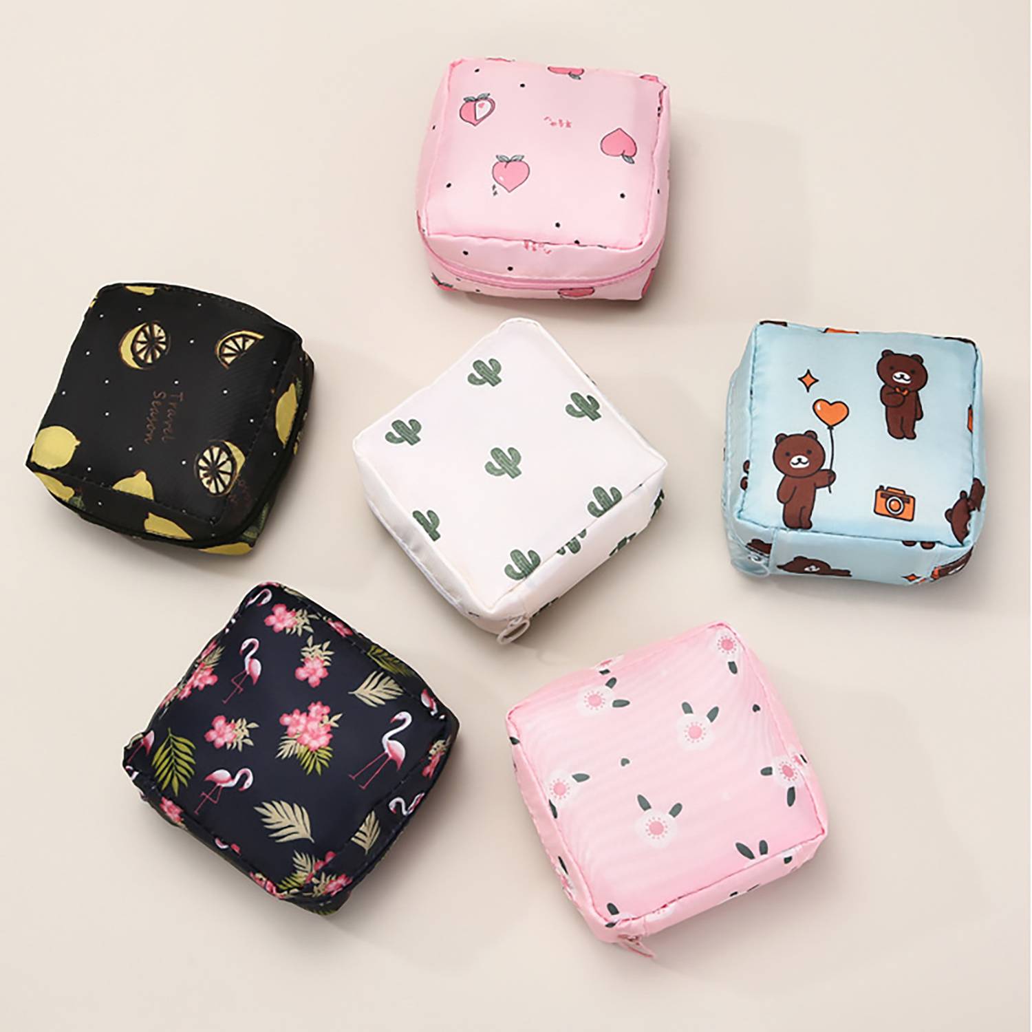Cute cartoon-style,big capacity, sanitary napkin storage bag 6