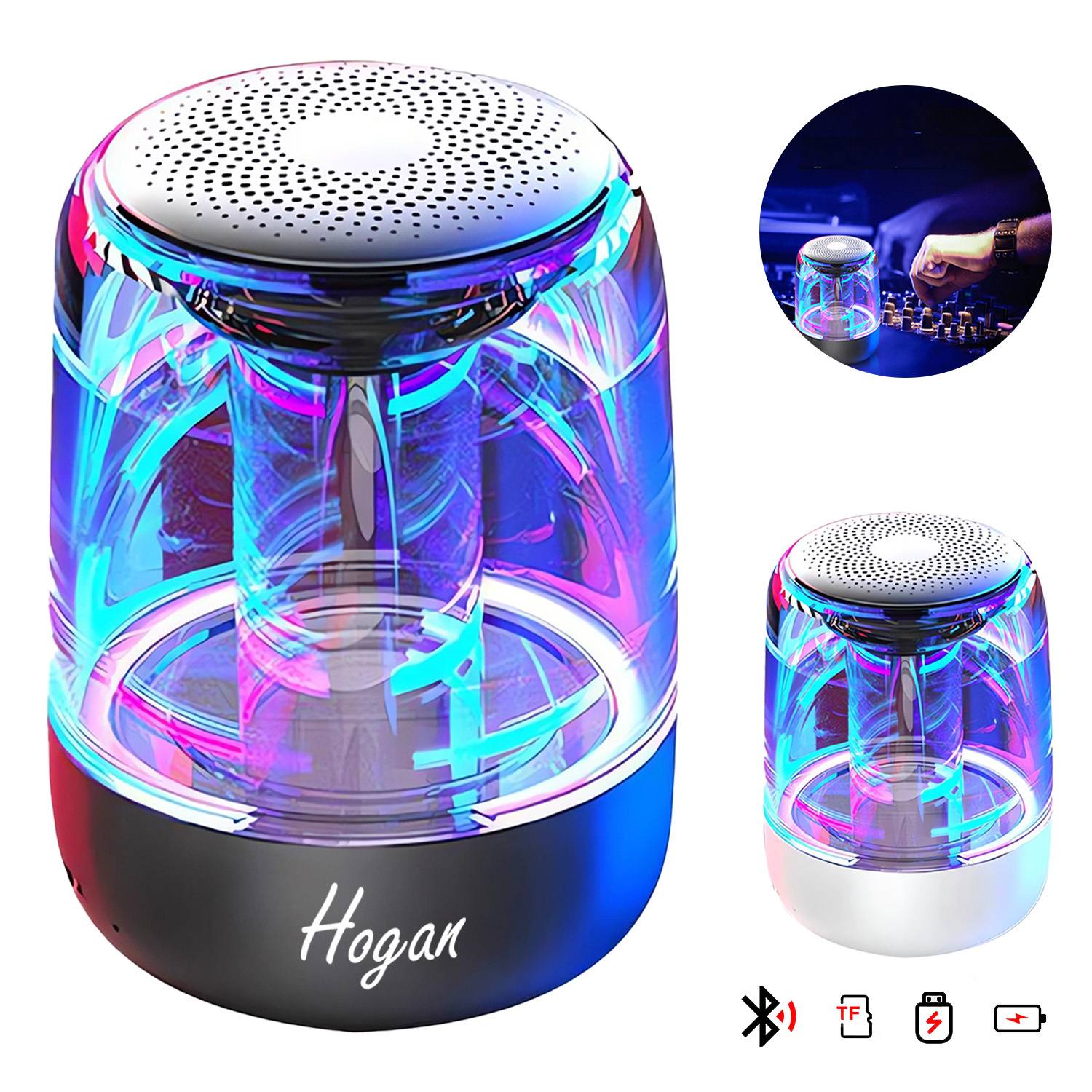 Portable Crystal Glass Wireless Speaker With Colorful Light 2