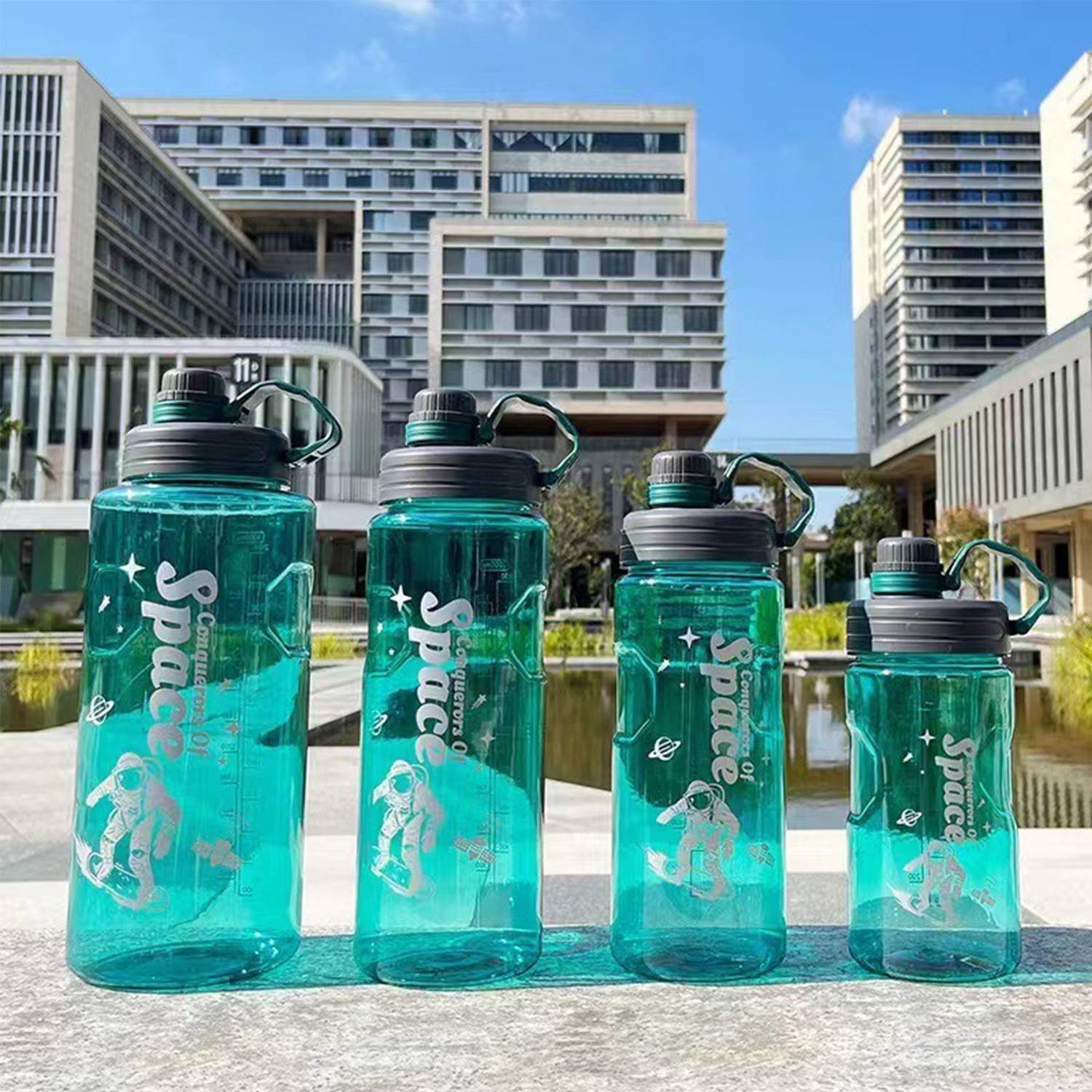 33.8 oz Large Capacity Blue Sports Plastic Water Bottle 3