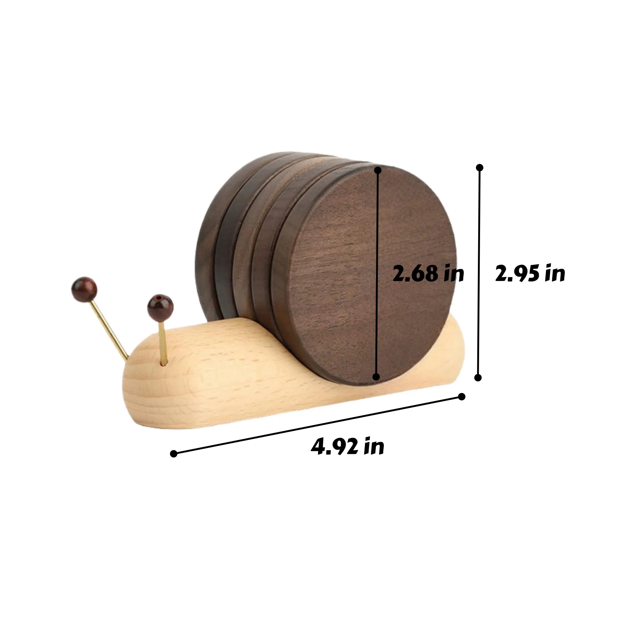 Wooden Snail Coaster Set 2