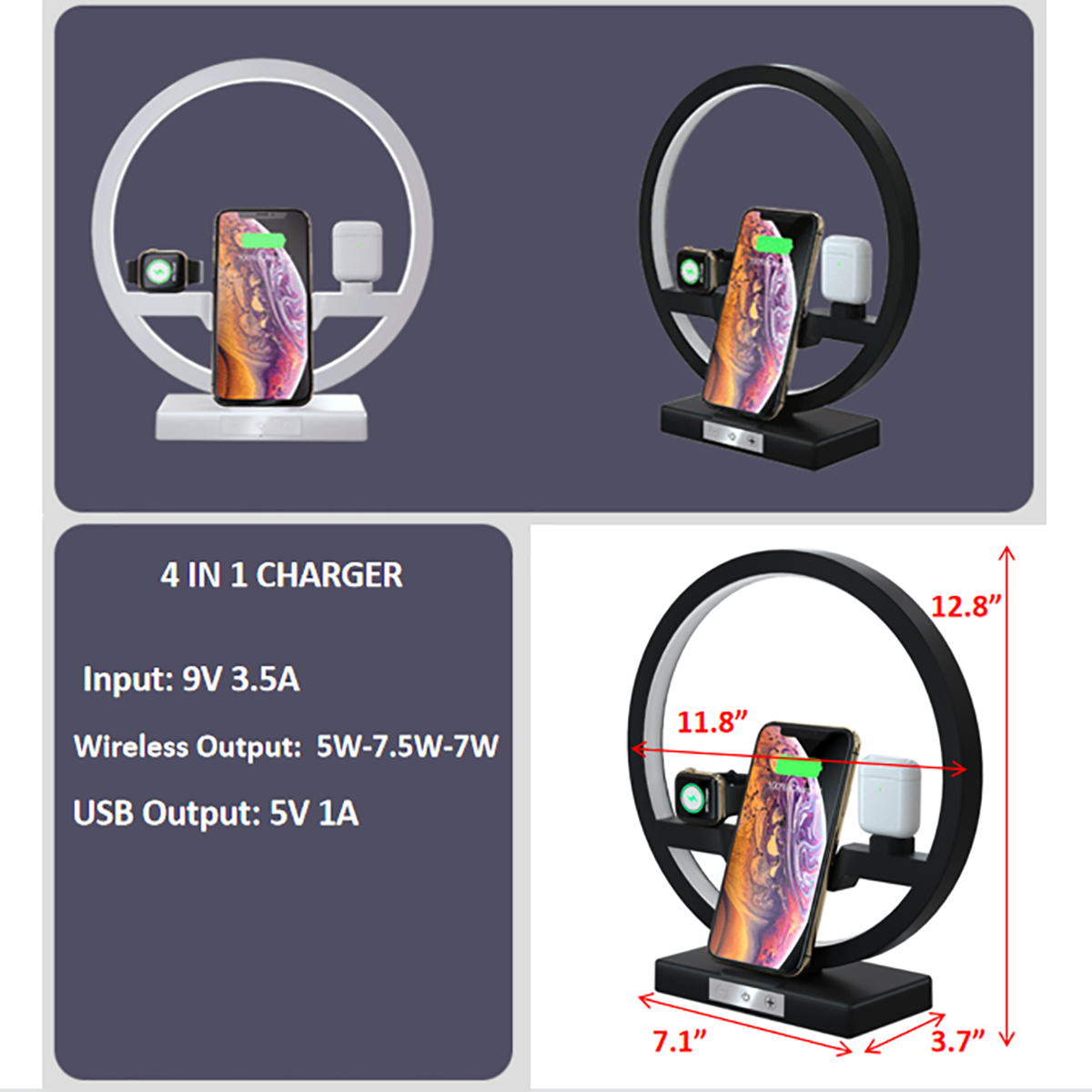 4 IN 1 Wireless Charger With LED Desk lamp 3
