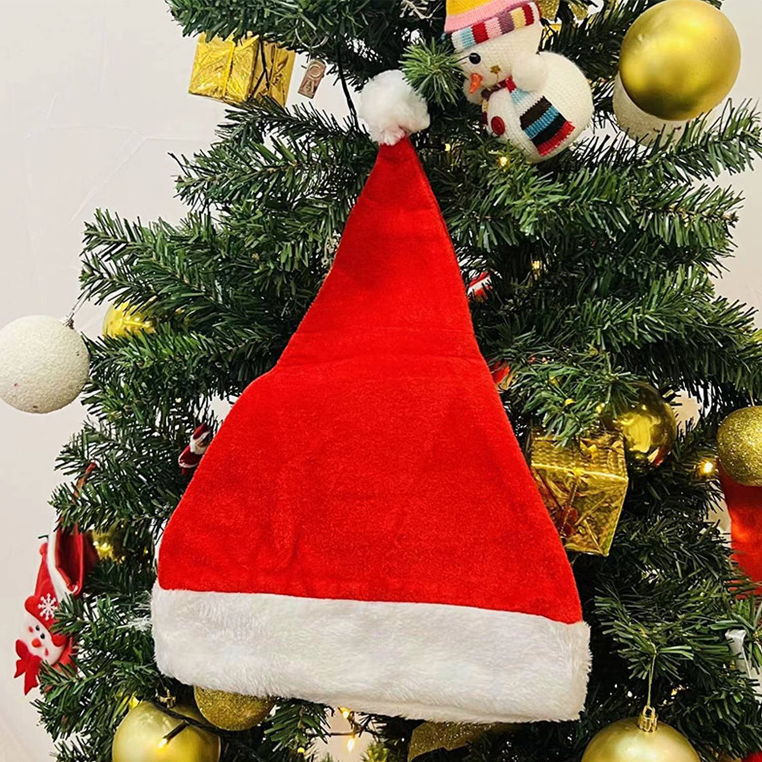 Rainbow Velvet Santa Hat w/ White Plush Trim 5
